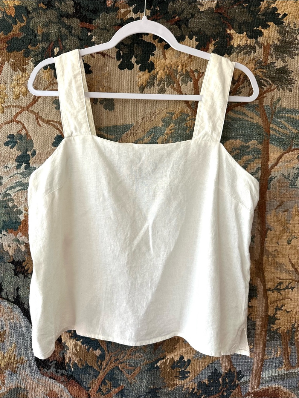 Banana Republic Linen Square Neck Crop Tank Top Blouse Ivory Cream Medium